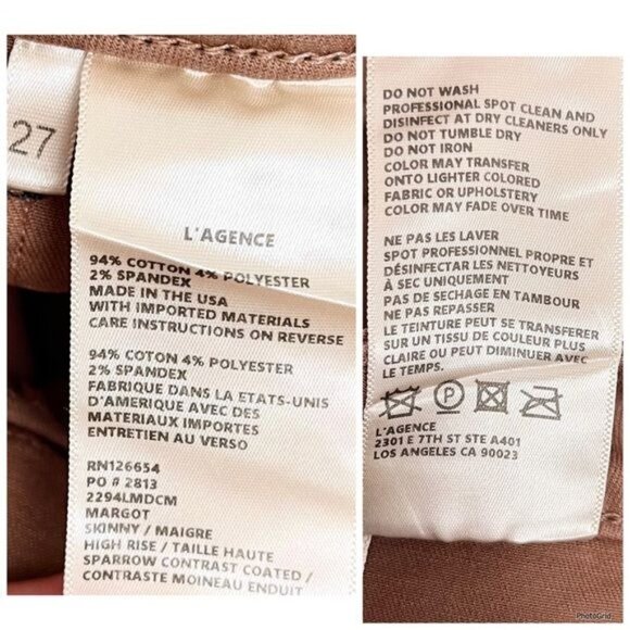 L'agence Margot High-Rise Coated Skinny Jeans Java brown 27 - Picture 4 of 7